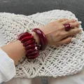 Lot de 3 bracelets résine épais irréguliers punk pour femmes – Couleur du métal Set 01
