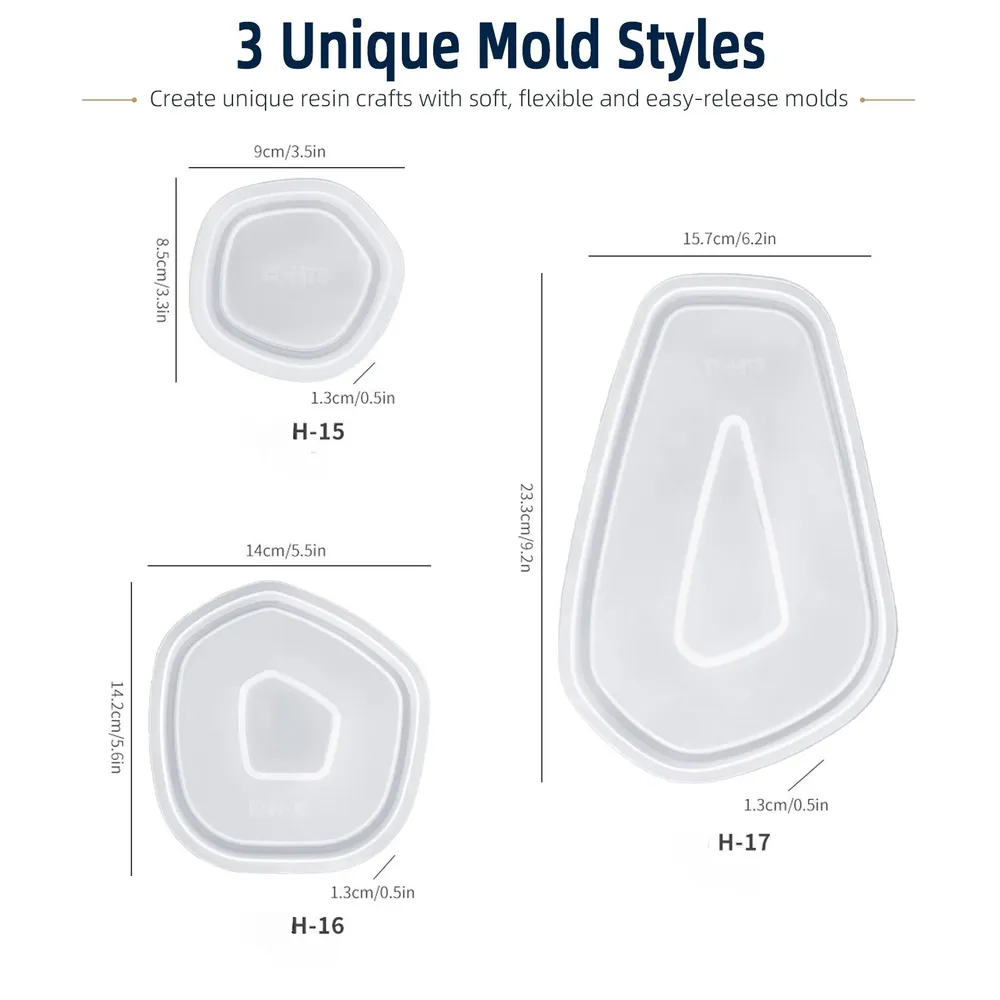 Lot de 3 moules silicone irréguliers pour bijoux