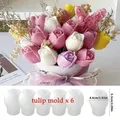 Lot de 3 ou 6 moules silicone tulipe pour bougie – Couleur 6-piece Floral Set