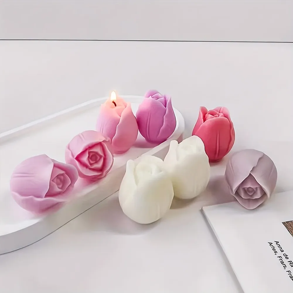 Lot de 3 ou 6 moules silicone tulipe pour bougie