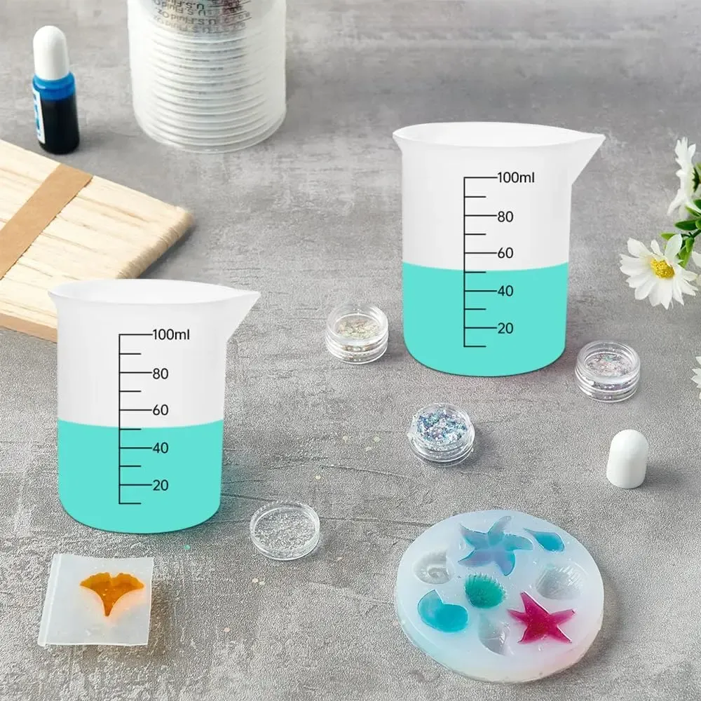 Lot de 3 tasses mesure silicone 100ml double échelle