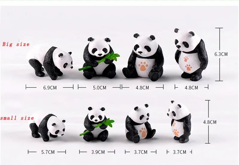 Lot de 4 mini pandas résine pour décoration jardin