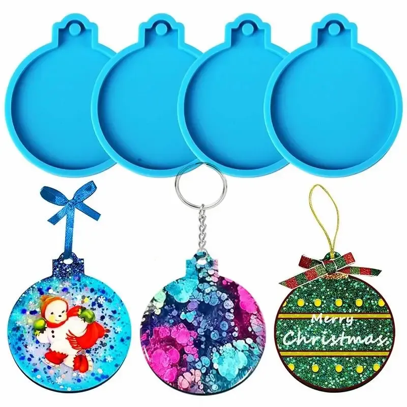Lot de 4 moules silicone boule Noël porte-clés pendentif