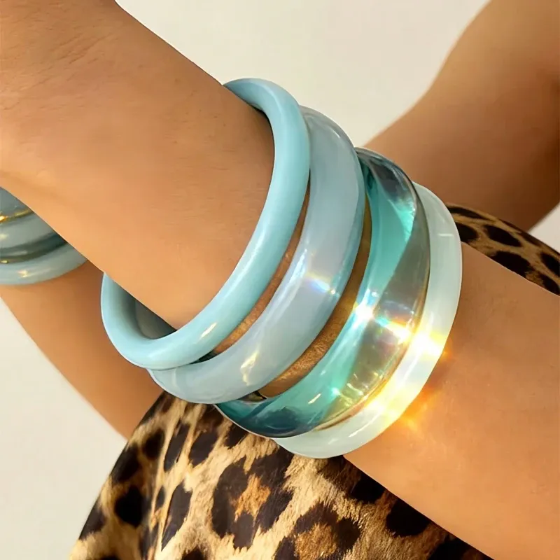 Lot de 4 ou 8 bracelets résine tie-dye bleu