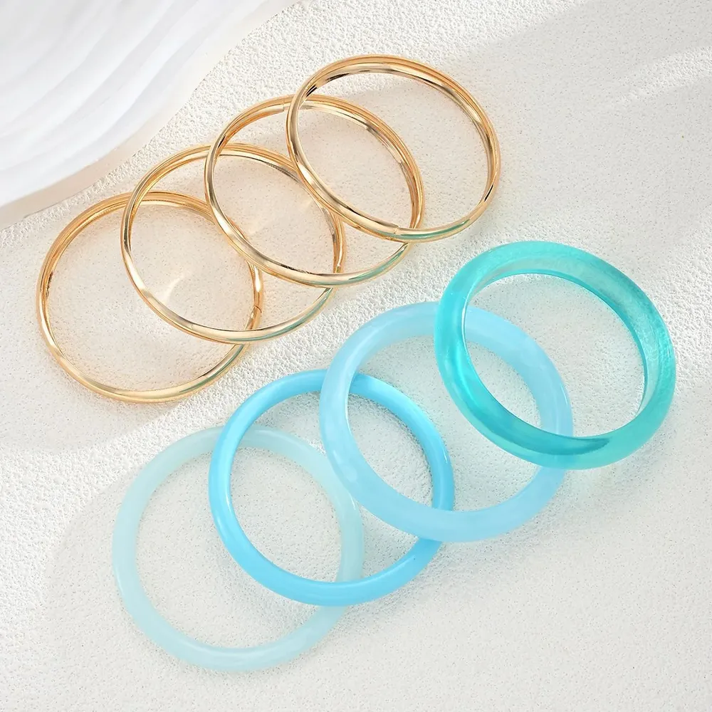 Lot de 4 ou 8 bracelets résine tie-dye bleu