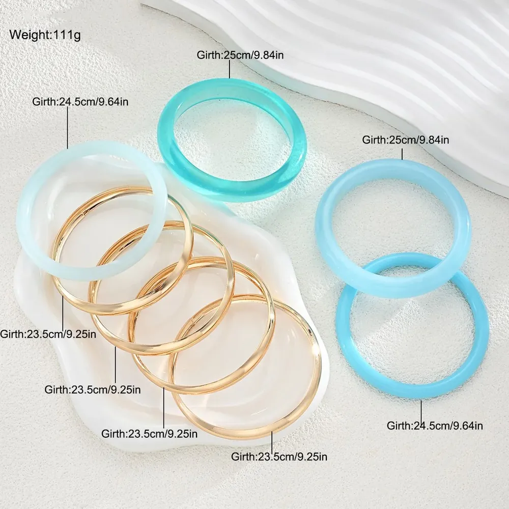 Lot de 4 ou 8 bracelets résine tie-dye bleu