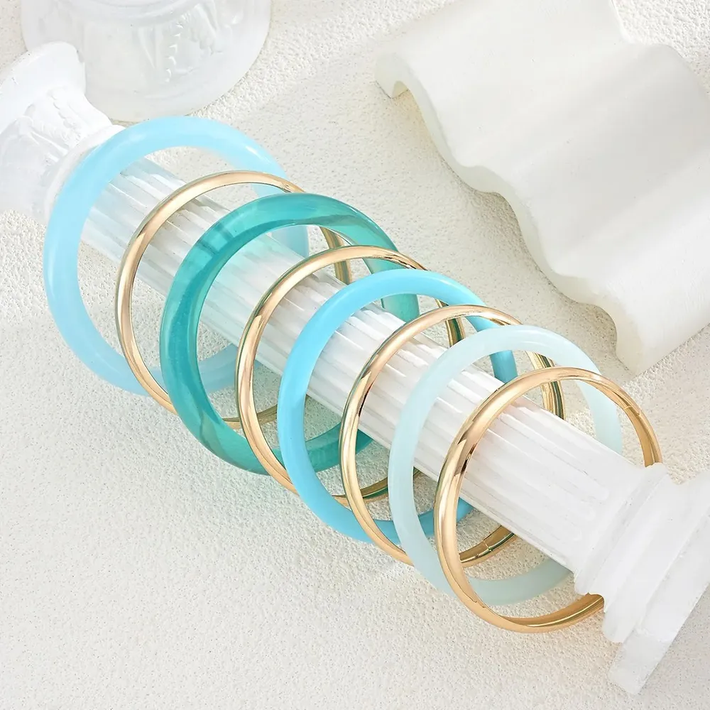 Lot de 4 ou 8 bracelets résine tie-dye bleu