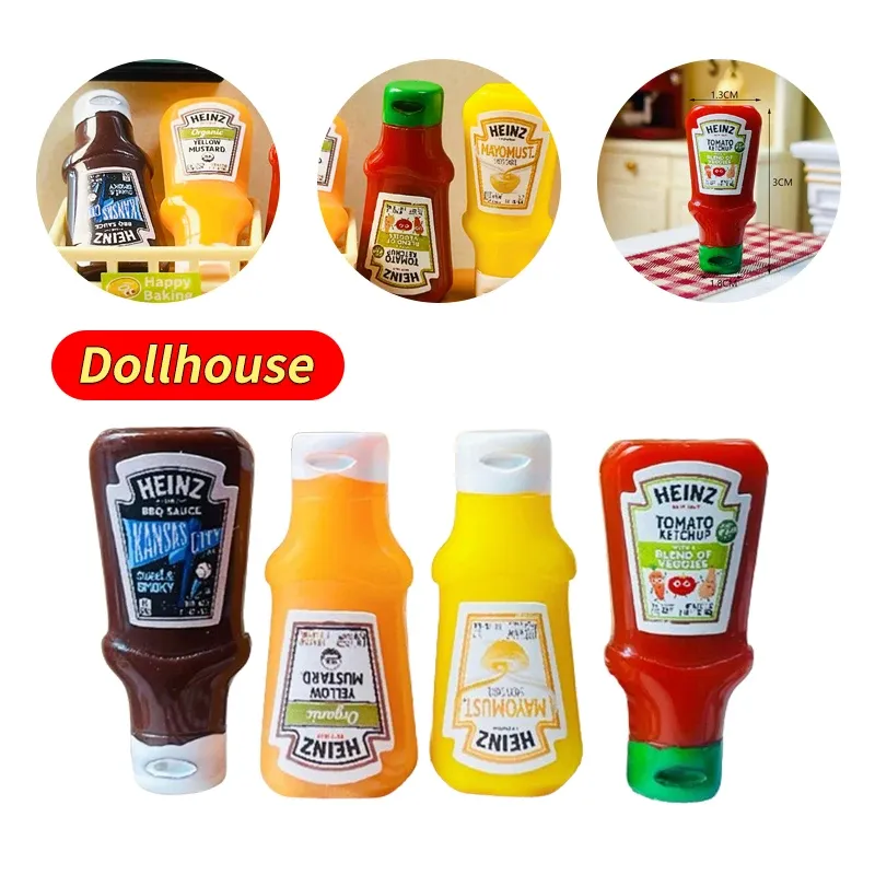 Lot de 4 pots confiture miniature résine pour maison poupée