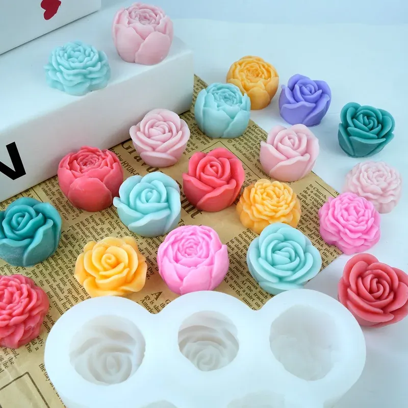 Lot de 5 moules silicone fleurs pour bougies et gâteaux