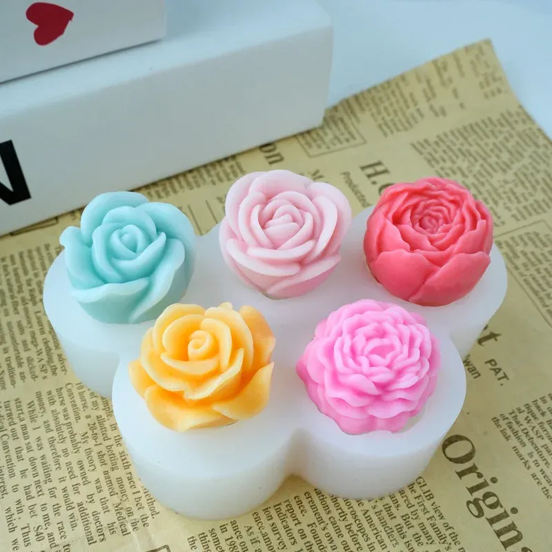 Lot de 5 moules silicone fleurs pour bougies et gâteaux