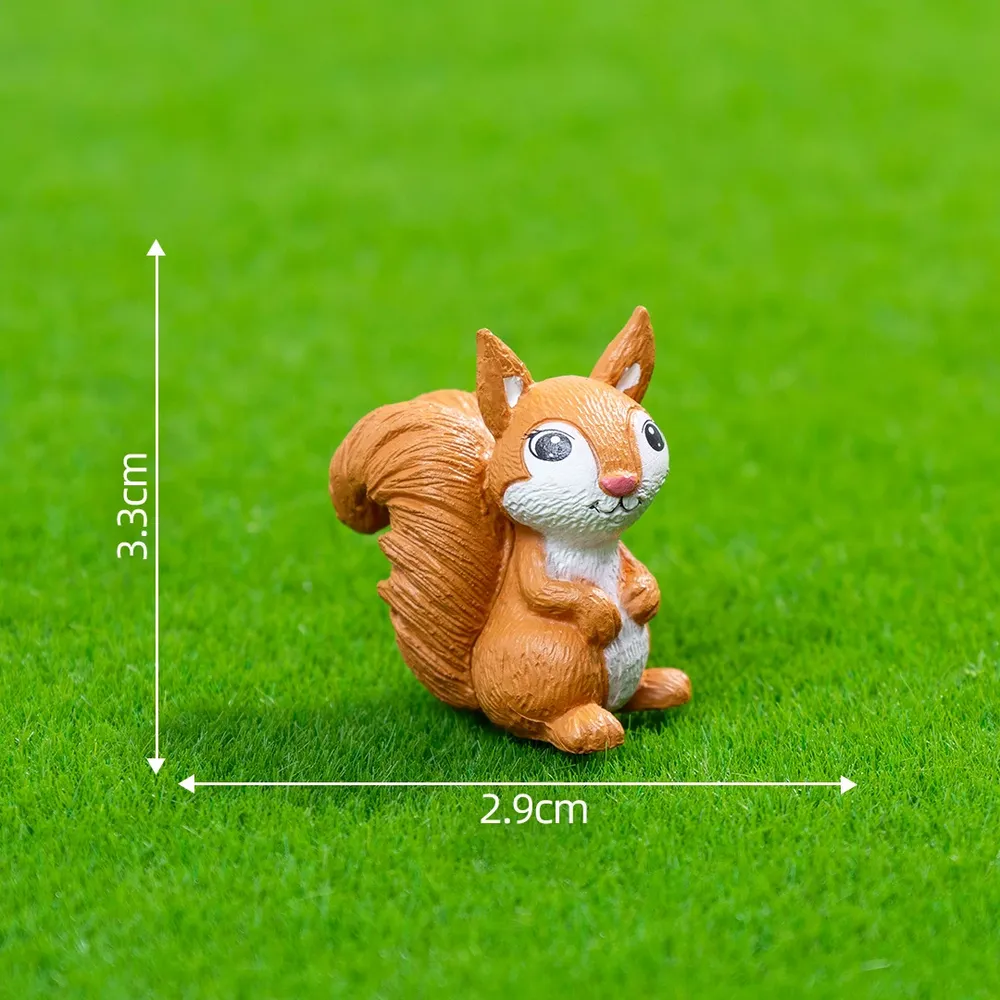 Lot de 5 ou 10 mini écureuils résine pour micro paysage
