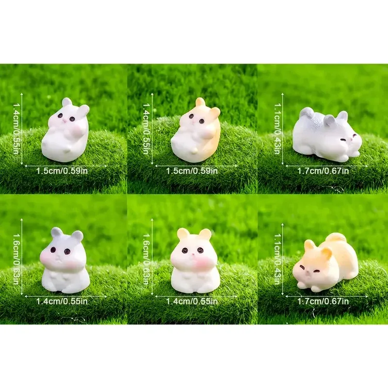 Lot de 5 ou 10 mini hamsters résine pour décoration jardin