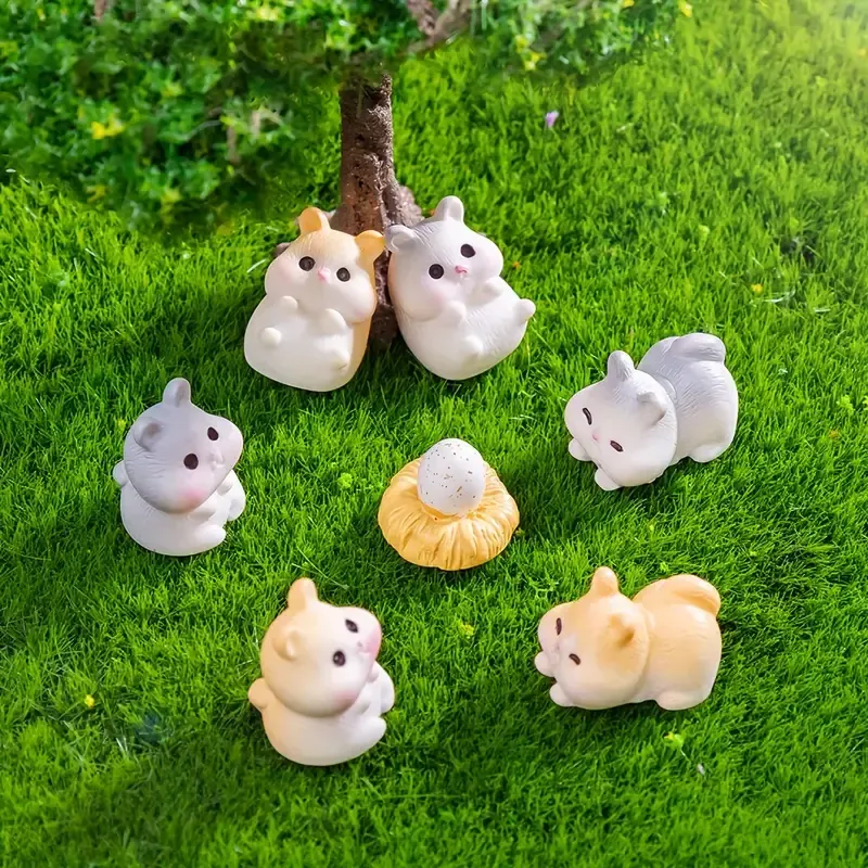 Lot de 5 ou 10 mini hamsters résine pour décoration jardin