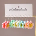Lot de 5 paires boucles d'oreilles fleur résine pour femmes – 4