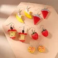 Lot de 5 paires boucles d'oreilles fleur résine pour femmes – Couleur du métal as picture 2478