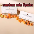 Lot de 5 paires boucles d'oreilles fleur résine pour femmes – Couleur du métal as picture 2477