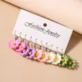Lot de 5 paires boucles d'oreilles fleur résine pour femmes – Couleur du métal as picture 2484
