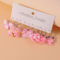 Lot de 5 paires boucles d'oreilles fleur résine pour femmes – Couleur du métal as picture 2351
