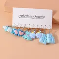 Lot de 5 paires boucles d'oreilles fleur résine pour femmes – Couleur du métal as picture 2348