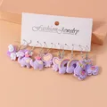 Lot de 5 paires boucles d'oreilles fleur résine pour femmes – Couleur du métal as picture 2344