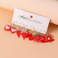 Lot de 5 paires boucles d'oreilles fleur résine pour femmes – Couleur du métal as picture 2349