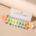 Lot de 5 paires boucles d'oreilles fleur résine pour femmes – Couleur du métal as picture 2489