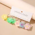 Lot de 5 paires boucles d'oreilles fleur résine pour femmes – Couleur du métal as picture 2490
