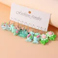 Lot de 5 paires boucles d'oreilles fleur résine pour femmes – Couleur du métal as picture 2354