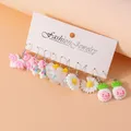 Lot de 5 paires boucles d'oreilles fleur résine pour femmes – Couleur du métal as picture 2353