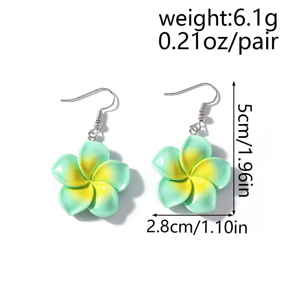 Lot de 5 paires boucles d'oreilles fleur résine pour femmes