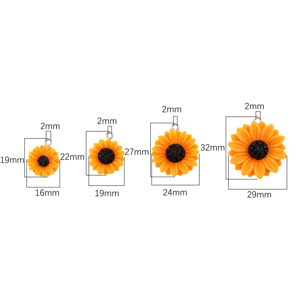 Lot de 5 pendentifs résine tournesol pour bijoux