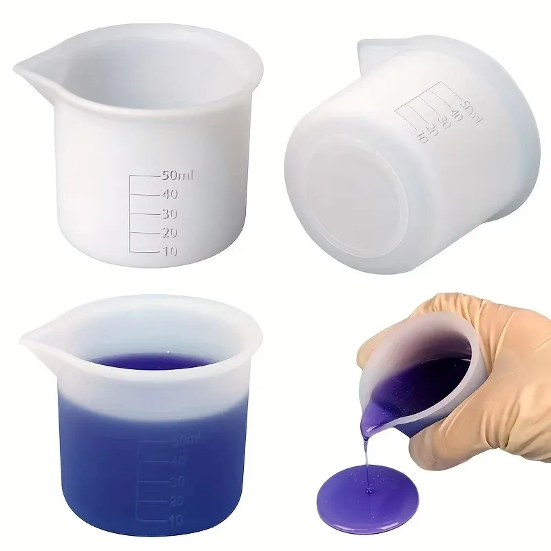 Lot de 5 tasses mesure silicone 50ml pour résine époxy