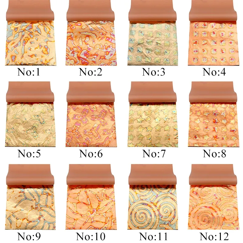 Lot de 50 feuilles d'or imitation 14x14 cm pour nail art