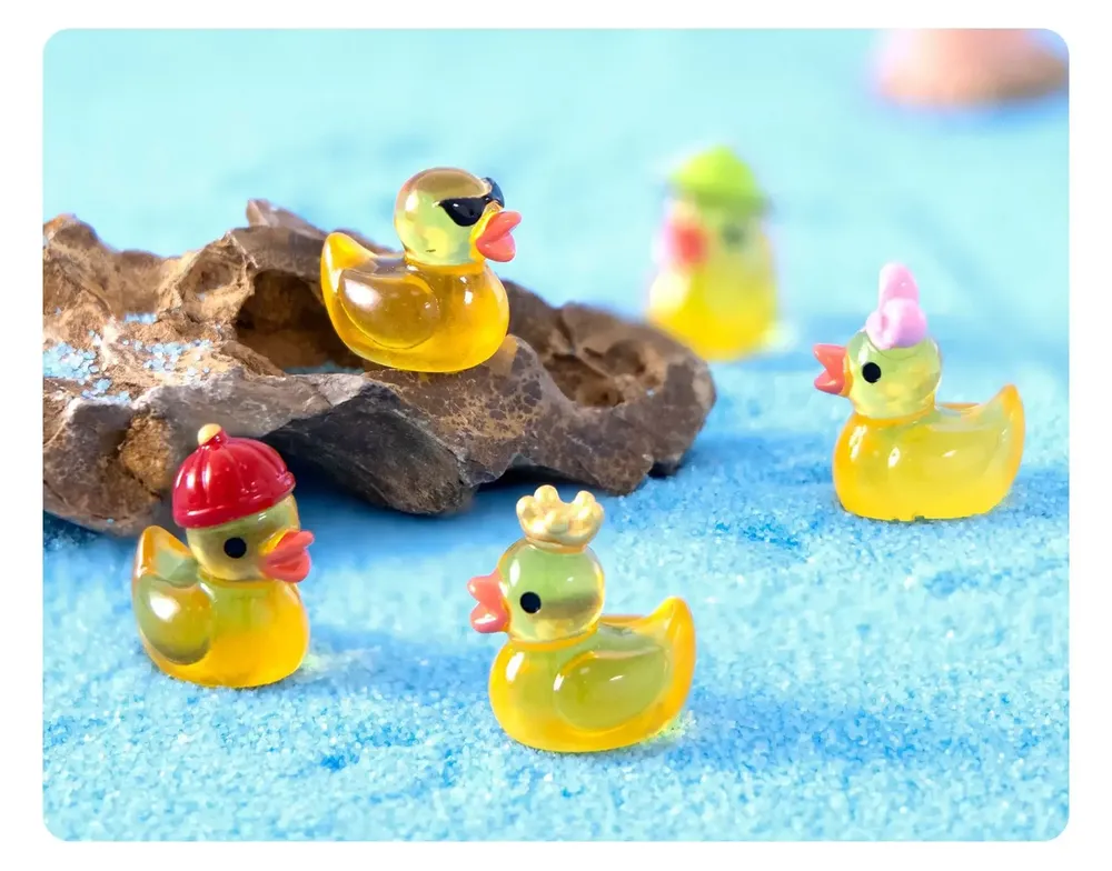 Lot de 50 ou 100 mini canards résine lumineux pour jardin