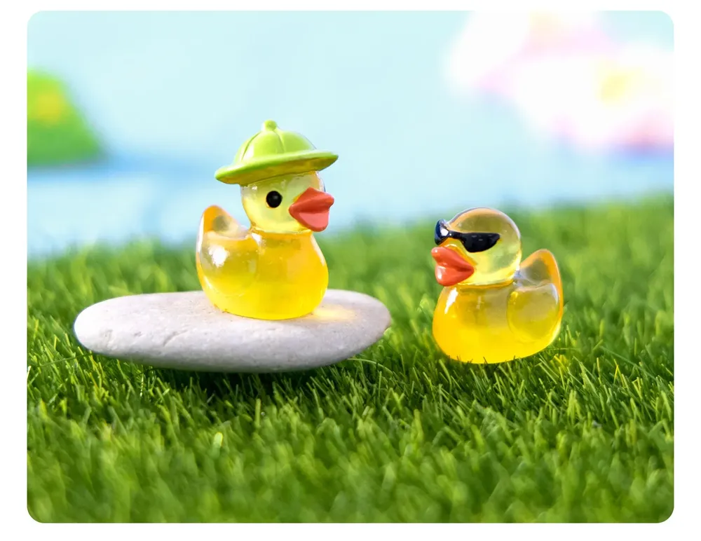 Lot de 50 ou 100 mini canards résine lumineux pour jardin