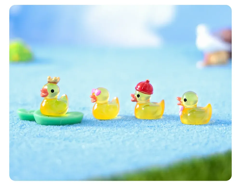Lot de 50 ou 100 mini canards résine lumineux pour jardin