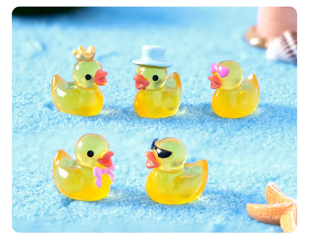 Lot de 50 ou 100 mini canards résine lumineux pour jardin
