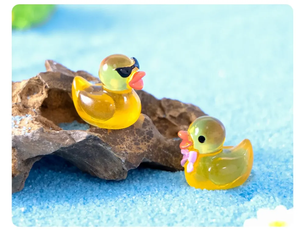 Lot de 50 ou 100 mini canards résine lumineux pour jardin