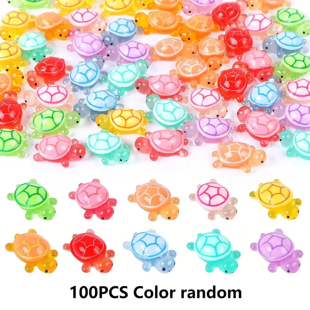Lot de 50 ou 100 mini tortues résine lumineuses pour jardin
