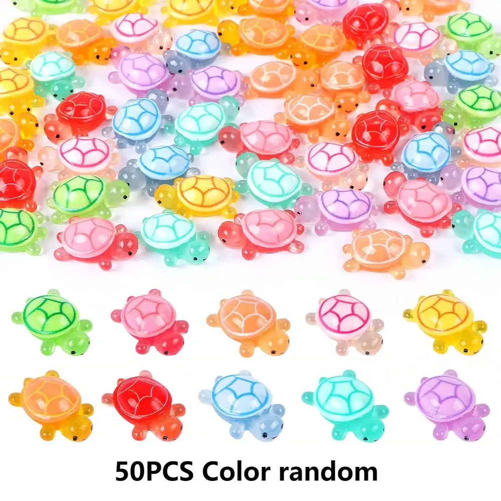 Lot de 50 ou 100 mini tortues résine lumineuses pour jardin