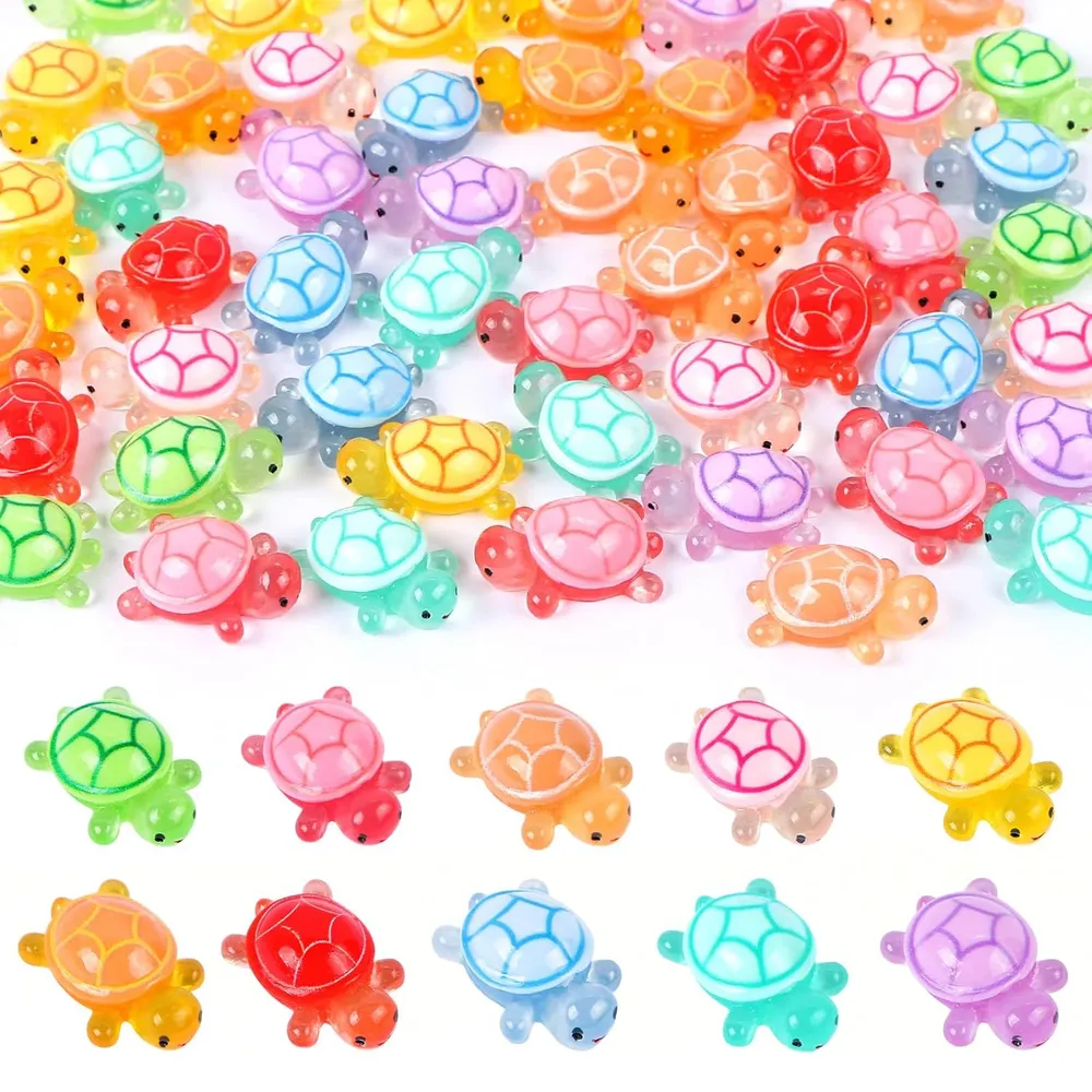 Lot de 50 ou 100 mini tortues résine lumineuses pour jardin