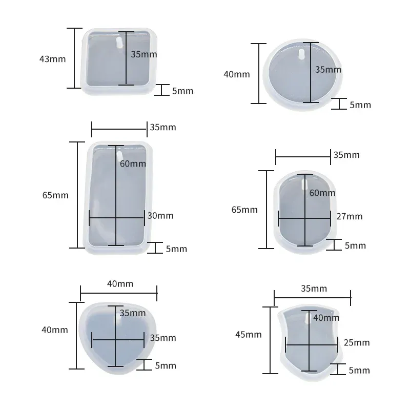 Lot de 6 moules silicone formes géométriques pour bijoux