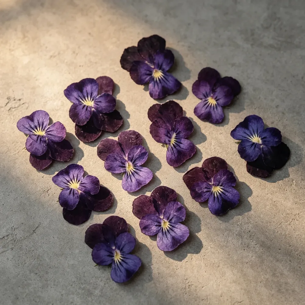 Lot de 60 fleurs de pensée tricolores séchées pour bijoux et cartes