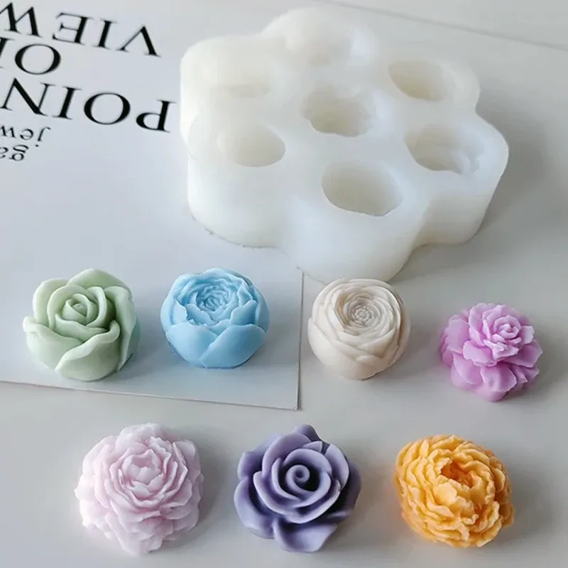 Lot de 7 moules silicone fleur pour bougie et savon