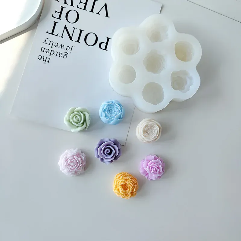 Lot de 7 moules silicone fleur pour bougie et savon