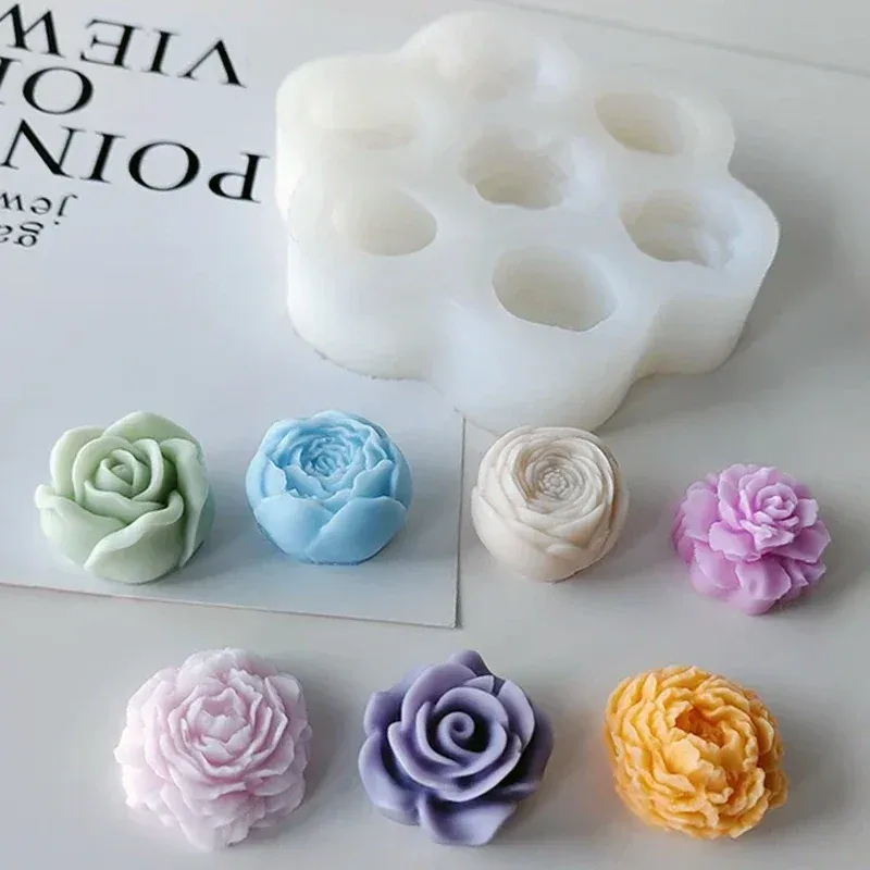 Lot de 7 moules silicone rose pivoine pour bougie