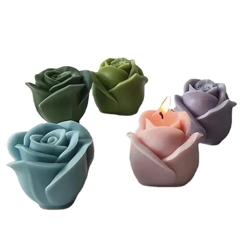 Lot de moules silicone rose 3D pour bougie et savon