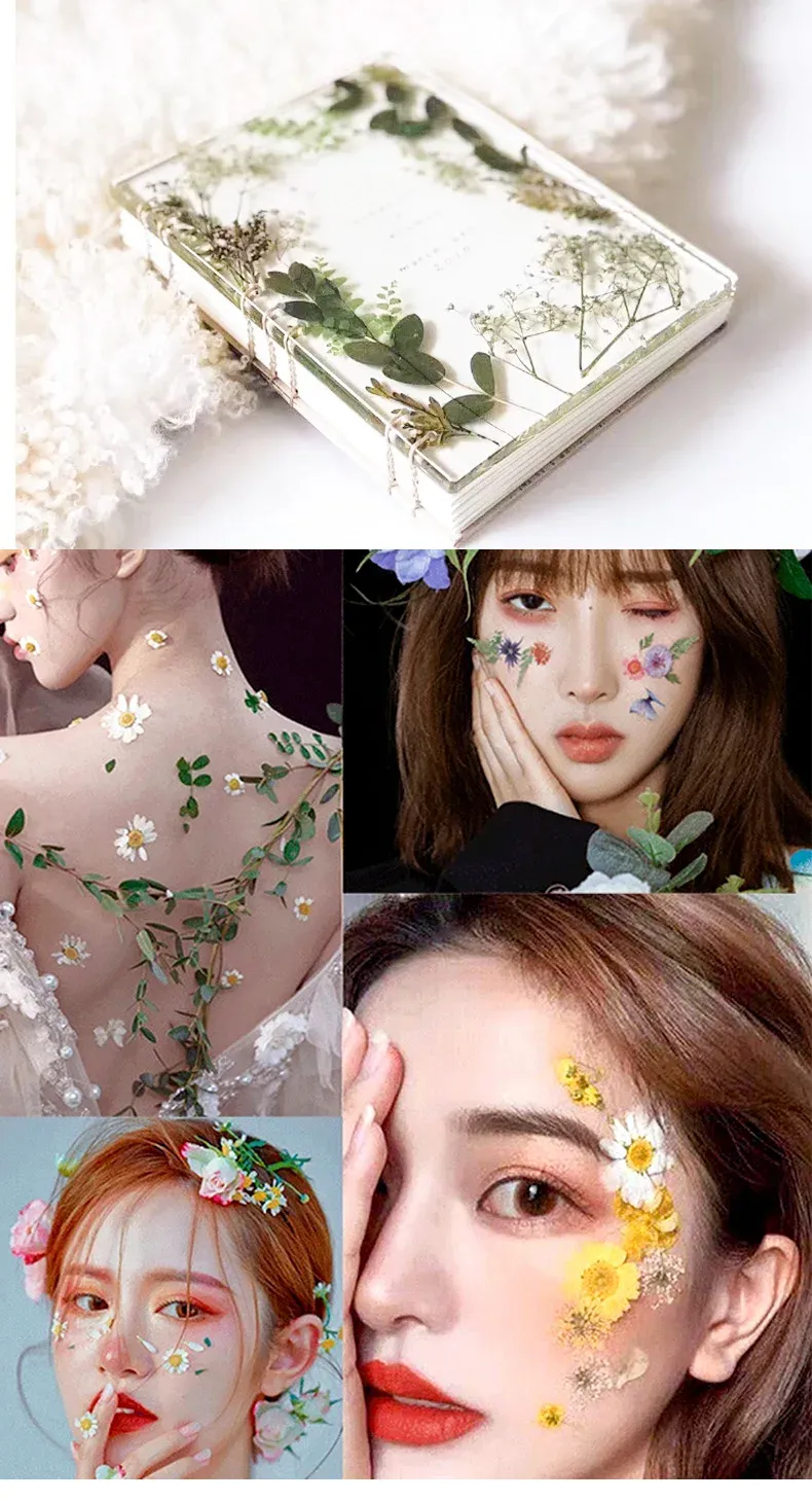 Marque-page fleurs séchées pressées pour résine DIY