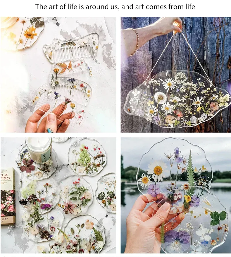 Marque-page fleurs séchées pressées pour résine DIY