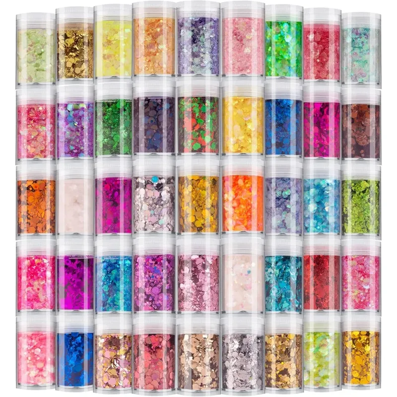 Mélange paillettes épaisses et fines 45 couleurs résine